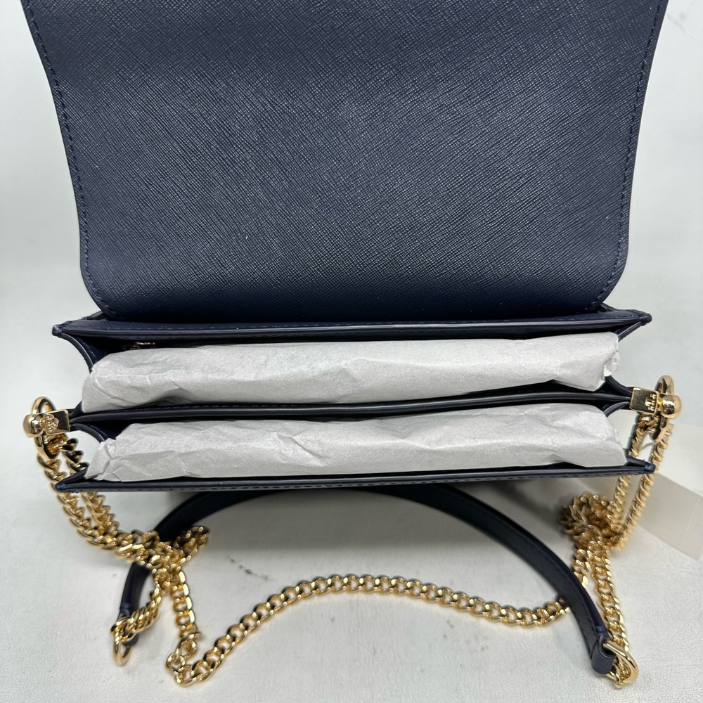 Tory Burch Leather Emerson Shoulder Bag, OS - Navy - Picture 8 of 13